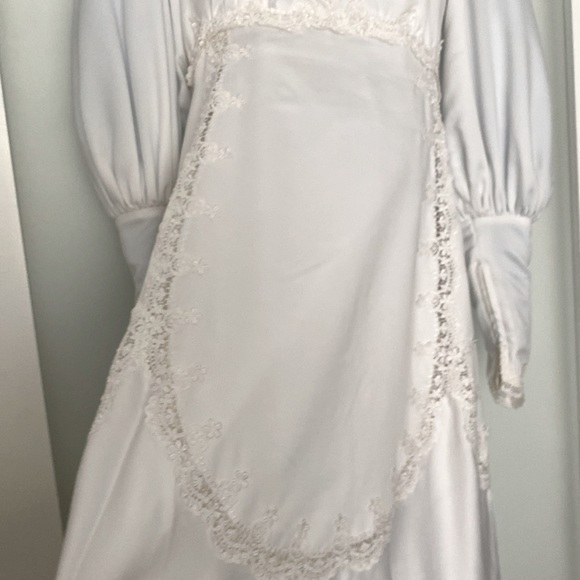 1970s vintage wedding gown long sleeve lace XS white cream ivory silk - Picture 12 of 14